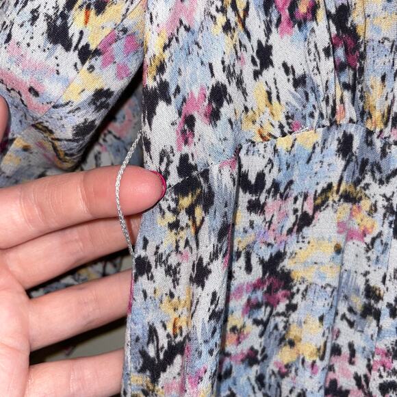 All Saints Dress Womens 4 Multicolor Chiara Sketch Midi Floral Patterned Shirt - Picture 5 of 13